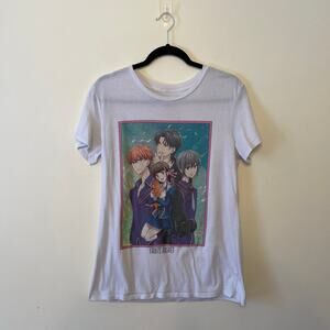 Fruit Basket M boyfriend cut anime graphic short sleeve t-shirt white casual